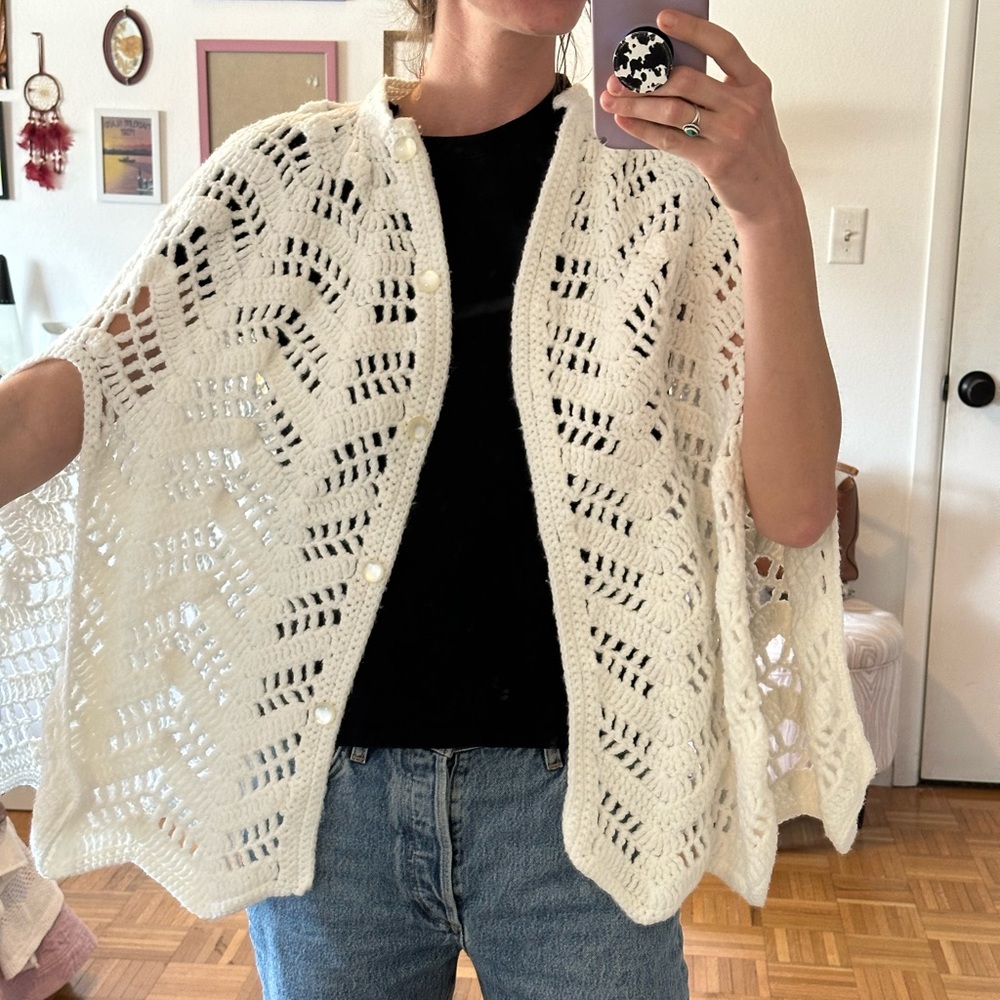 Handmade sweater cardigan/ kimono / cape